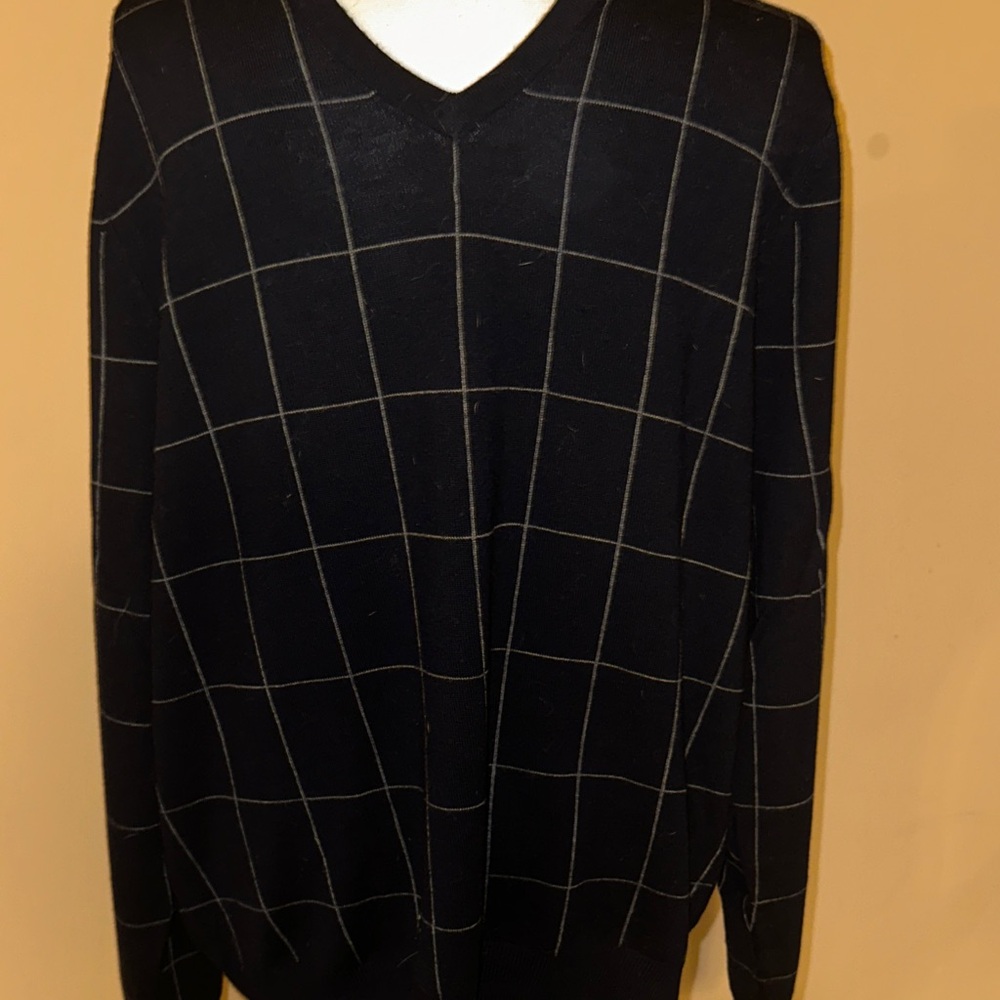 Brooks Brothers Men's Navy Checkered Sweater